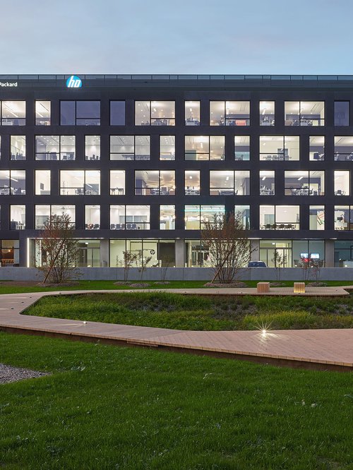 Architecture de CCHE du bâtiment administratif Headquarters HP Inc. et HP Enterprise Suisse